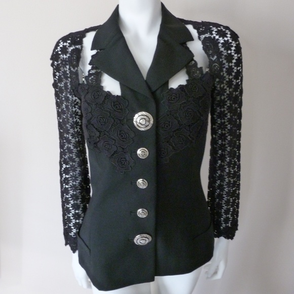Rare find Authentic Gianni Versace 1990's blazer silver Medusa applications - Picture 8 of 8